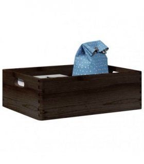 vidaXL Wooden Box with Handles Black 40x30x13 cm Solid Wood Pine — Size: 40 x 30 x 13 cm