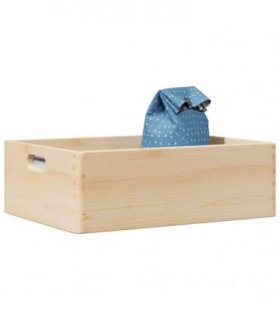 vidaXL Wooden Box with Handles 40x30x13 cm Solid Wood Pine — Colour: natural, Size: 40 x 30 x 13 cm