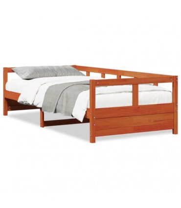 vidaXL Daybed without Mattress Wax Brown 90x200 cm Solid Wood Pine — Size: 90 x 200 cm