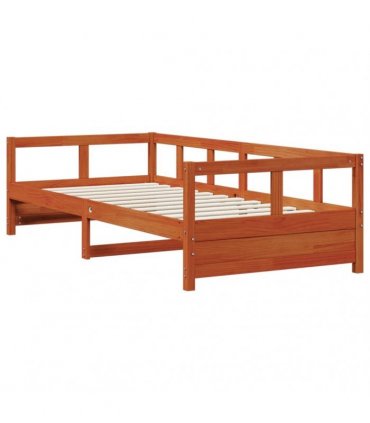 vidaXL Daybed without Mattress Wax Brown 90x200 cm Solid Wood Pine — Size: 90 x 200 cm