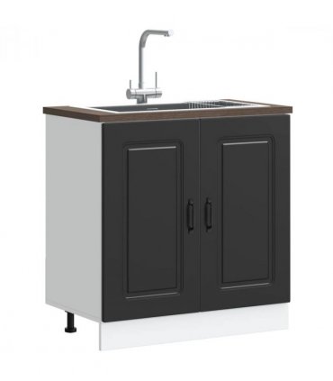 vidaXL Sink Base Cabinet Kalmar Black 80x46x81.5 cm Engineered Wood — Model: 1x bottom cabinet (2 doors) 80 cm wide 81.5 cm high