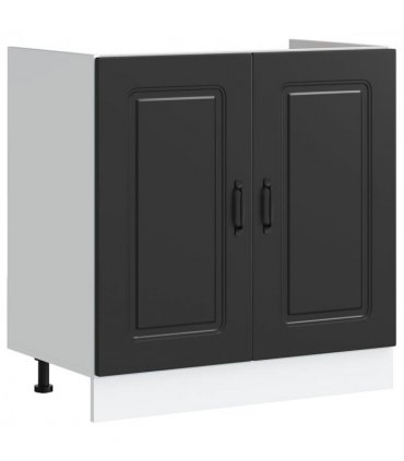 vidaXL Sink Base Cabinet Kalmar Black 80x46x81.5 cm Engineered Wood — Model: 1x bottom cabinet (2 doors) 80 cm wide 81.5 cm high