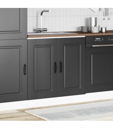 vidaXL Sink Base Cabinet Kalmar Black 80x46x81.5 cm Engineered Wood — Model: 1x bottom cabinet (2 doors) 80 cm wide 81.5 cm high