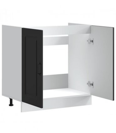 vidaXL Sink Base Cabinet Kalmar Black 80x46x81.5 cm Engineered Wood — Model: 1x bottom cabinet (2 doors) 80 cm wide 81.5 cm high