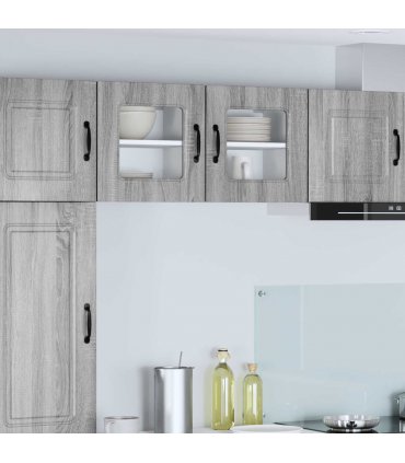 vidaXL Dishwasher Panel Kalmar 2 pcs Grey Sonoma 40 x 31 x 40 cm — Model: 2x wall glass cabinet (1 door) 40 cm wide 40 cm high
