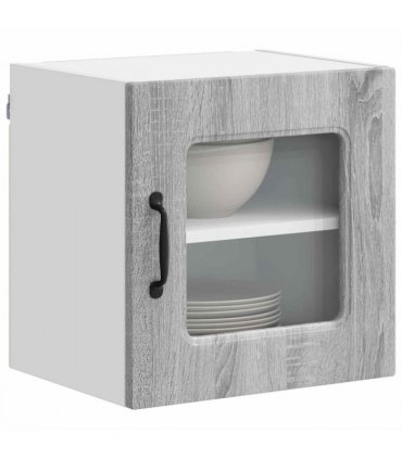 vidaXL Dishwasher Panel Kalmar 2 pcs Grey Sonoma 40 x 31 x 40 cm — Model: 2x wall glass cabinet (1 door) 40 cm wide 40 cm high