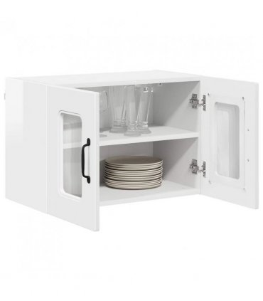 vidaXL Dishwasher Panel Kalmar 2 pcs White 60 x 31 x 40 cm — Model: 2x wall glass cabinet (2 doors) 60 cm wide 40 cm high