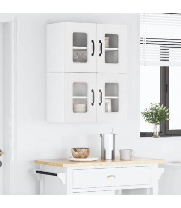 vidaXL Dishwasher Panel Kalmar 2 pcs White 60 x 31 x 40 cm — Model: 2x wall glass cabinet (2 doors) 60 cm wide 40 cm high