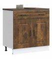 vidaXL Kitchen Base Cabinet Kalmar Smoked Oak Engineered W — Model: 1x bottom cabinet (2 doors 1 drawer) 80 cm wide 81.5 cm high