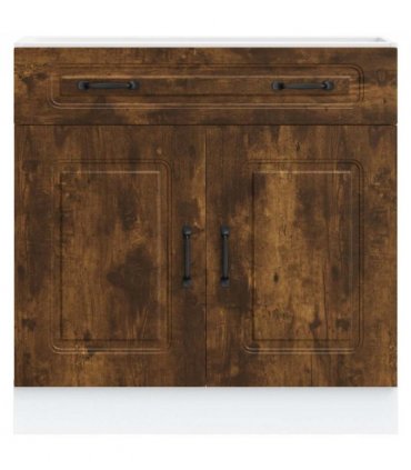 vidaXL Kitchen Base Cabinet Kalmar Smoked Oak Engineered W — Model: 1x bottom cabinet (2 doors 1 drawer) 80 cm wide 81.5 cm high