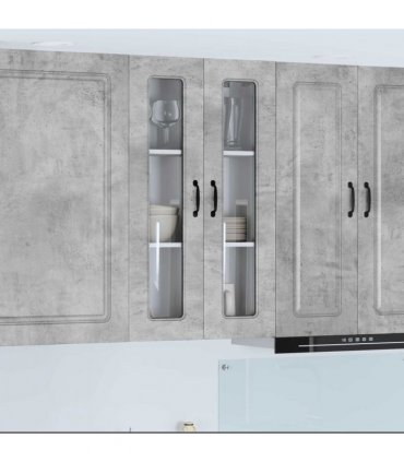 vidaXL Dishwasher Panel Kalmar Concrete Grey 60 x 31 x 100 cm — Model: 1x wall glass cabinet (2 doors) 60 cm wide 100 cm high