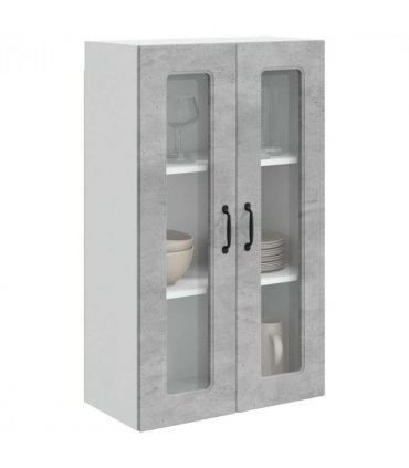 vidaXL Dishwasher Panel Kalmar Concrete Grey 60 x 31 x 100 cm — Model: 1x wall glass cabinet (2 doors) 60 cm wide 100 cm high