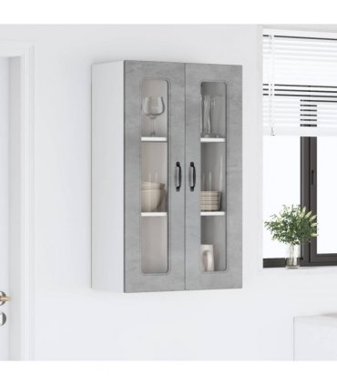vidaXL Dishwasher Panel Kalmar Concrete Grey 60 x 31 x 100 cm — Model: 1x wall glass cabinet (2 doors) 60 cm wide 100 cm high
