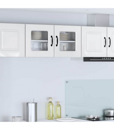 vidaXL Dishwasher Panel Kalmar High Gloss White 80 x 31 x 40 cm — Model: 1x wall glass cabinet (2 doors) 80 cm wide 40 cm high