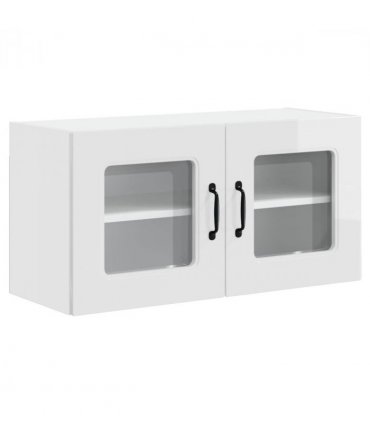 vidaXL Dishwasher Panel Kalmar High Gloss White 80 x 31 x 40 cm — Model: 1x wall glass cabinet (2 doors) 80 cm wide 40 cm high