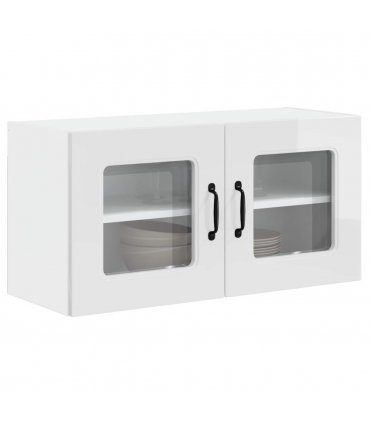 vidaXL Dishwasher Panel Kalmar High Gloss White 80 x 31 x 40 cm — Model: 1x wall glass cabinet (2 doors) 80 cm wide 40 cm high