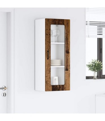 vidaXL Dishwasher Panel Kalmar Old Wood 40 x 31 x 100 cm — Model: 1x wall glass cabinet (1 door) 40 cm wide 100 cm high