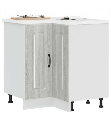 vidaXL Kitchen Corner Base Cabinet Kalmar Grey Sonoma Engi — Model: 1x corner bottom cabinet (2 doors) 75.5 cm wide 81.5 cm high