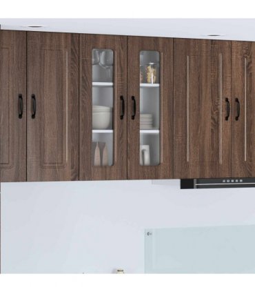 vidaXL Dishwasher Panel Kalmar Brown Oak 60 x 31 x 80 cm — Model: 1x wall glass cabinet (2 doors) 60 cm wide 80 cm high
