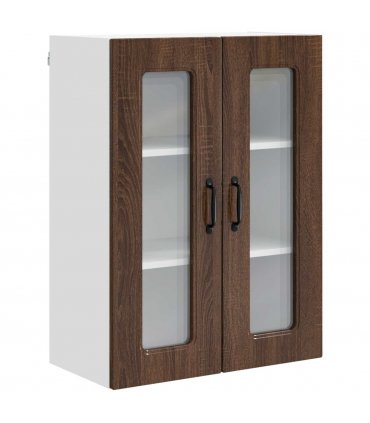 vidaXL Dishwasher Panel Kalmar Brown Oak 60 x 31 x 80 cm — Model: 1x wall glass cabinet (2 doors) 60 cm wide 80 cm high
