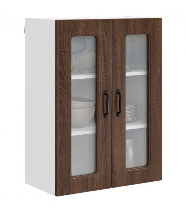 vidaXL Dishwasher Panel Kalmar Brown Oak 60 x 31 x 80 cm — Model: 1x wall glass cabinet (2 doors) 60 cm wide 80 cm high