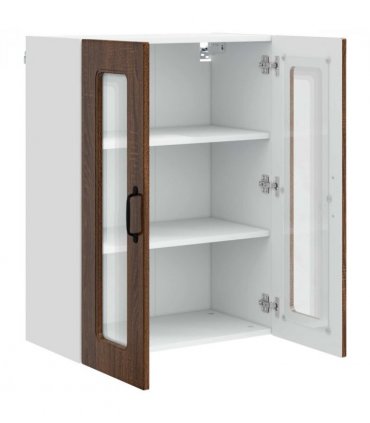 vidaXL Dishwasher Panel Kalmar Brown Oak 60 x 31 x 80 cm — Model: 1x wall glass cabinet (2 doors) 60 cm wide 80 cm high