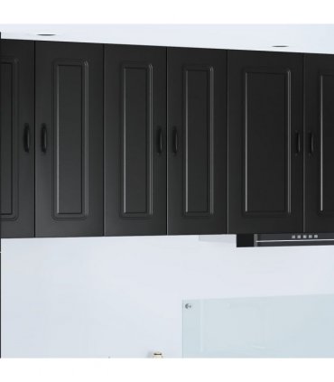 vidaXL Dishwasher Panel Kalmar 2 pcs Black 30 x 31 x 80 cm — Model: 2x wall cabinet (1 door) 30 cm wide 80 cm high