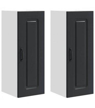 vidaXL Dishwasher Panel Kalmar 2 pcs Black 30 x 31 x 80 cm — Model: 2x wall cabinet (1 door) 30 cm wide 80 cm high