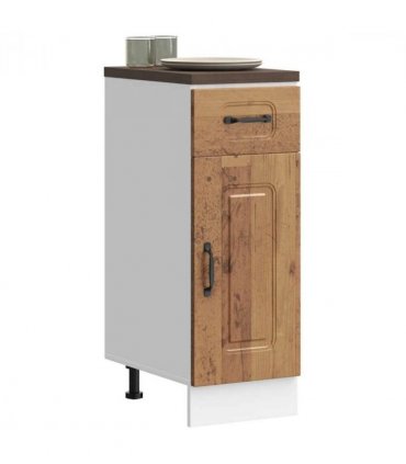 vidaXL Kitchen Base Cabinet Kalmar Old Wood Engineered Wood — Model: 1x bottom cabinet (1 door 1 drawer) 30 cm wide 81.5 cm high