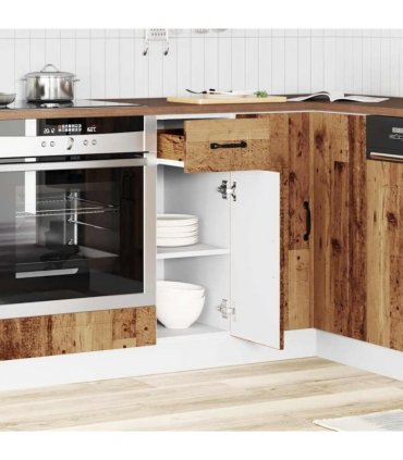 vidaXL Kitchen Base Cabinet Kalmar Old Wood Engineered Wood — Model: 1x bottom cabinet (1 door 1 drawer) 30 cm wide 81.5 cm high
