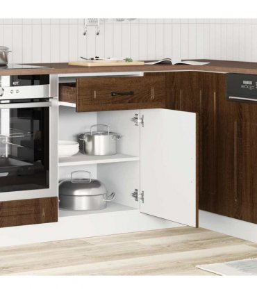 vidaXL Kitchen Base Cabinet Kalmar Brown Oak Engineered Woo — Model: 1x bottom cabinet (1 door 1 drawer) 50 cm wide 81.5 cm high