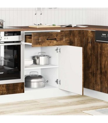 vidaXL Kitchen Base Cabinet Kalmar Smoked Oak Engineered Wo — Model: 1x bottom cabinet (1 door 1 drawer) 50 cm wide 81.5 cm high