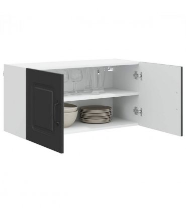 vidaXL Dishwasher Panel Kalmar Black 80 x 31 x 40 cm Engineered Wood — Model: 1x wall cabinet (2 doors) 80 cm wide 40 cm high