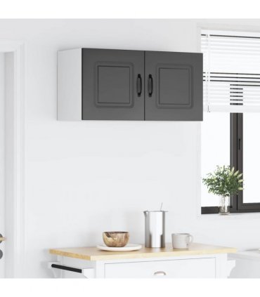 vidaXL Dishwasher Panel Kalmar Black 80 x 31 x 40 cm Engineered Wood — Model: 1x wall cabinet (2 doors) 80 cm wide 40 cm high