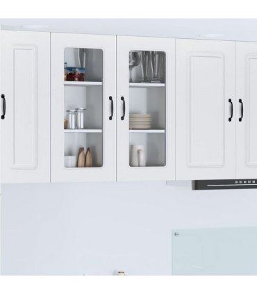vidaXL Dishwasher Panel Kalmar White 40 x 31 x 80 cm Engineered Wo — Model: 1x wall glass cabinet (1 door) 40 cm wide 80 cm high