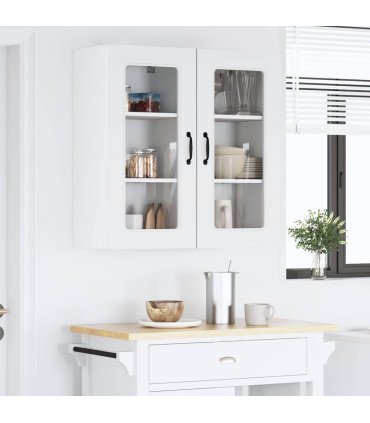 vidaXL Dishwasher Panel Kalmar White 40 x 31 x 80 cm Engineered Wo — Model: 1x wall glass cabinet (1 door) 40 cm wide 80 cm high