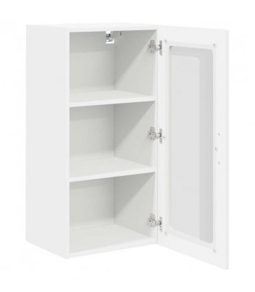 vidaXL Dishwasher Panel Kalmar White 40 x 31 x 80 cm Engineered Wo — Model: 1x wall glass cabinet (1 door) 40 cm wide 80 cm high