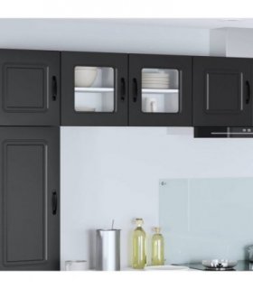 vidaXL Dishwasher Panel Kalmar 2 pcs Black 40 x 31 x 40 cm — Model: 2x wall glass cabinet (1 door) 40 cm wide 40 cm high