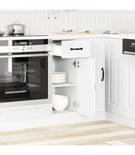 vidaXL Kitchen Base Cabinet Kalmar White Engineered Wood — Model: 1x bottom cabinet (1 door 1 drawer) 30 cm wide 81.5 cm high