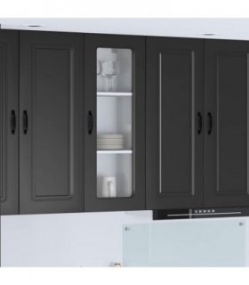 vidaXL Dishwasher Panel Kalmar Black 40 x 31 x 100 cm Engineered — Model: 1x wall glass cabinet (1 door) 40 cm wide 100 cm high