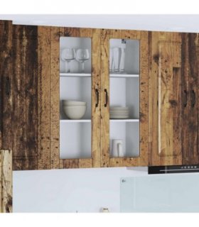 vidaXL Dishwasher Panel Kalmar Old Wood 80 x 31 x 100 cm — Model: 1x wall glass cabinet (2 doors) 80 cm wide 100 cm high
