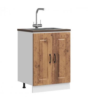 vidaXL Sink Base Cabinet Kalmar Old Wood 60x46x81.5 cm Engineered W — Model: 1x bottom cabinet (2 doors) 60 cm wide 81.5 cm high