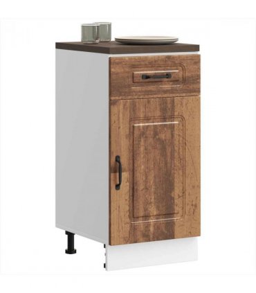 vidaXL Kitchen Base Cabinet Kalmar Old Wood Engineered Wood — Model: 1x bottom cabinet (1 door 1 drawer) 40 cm wide 81.5 cm high
