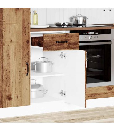 vidaXL Kitchen Base Cabinet Kalmar Old Wood Engineered Wood — Model: 1x bottom cabinet (1 door 1 drawer) 40 cm wide 81.5 cm high