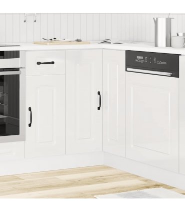 vidaXL Kitchen Corner Base Cabinet Kalmar High Gloss White — Model: 1x corner bottom cabinet (2 doors) 75.5 cm wide 81.5 cm high