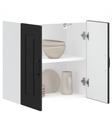 vidaXL Kitchen Wall Cabinet Kalmar Black Engineered Wood — Model: 1x wall cabinet (2 doors) 60 cm wide 60 cm high