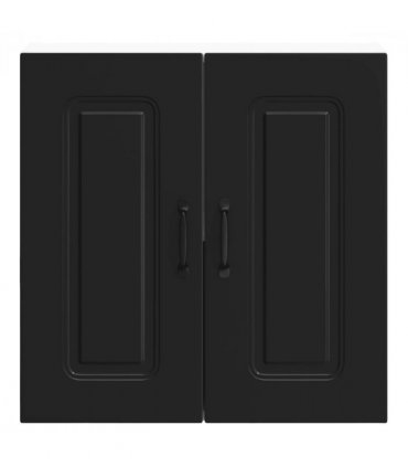 vidaXL Kitchen Wall Cabinet Kalmar Black Engineered Wood — Model: 1x wall cabinet (2 doors) 60 cm wide 60 cm high