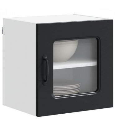 vidaXL Dishwasher Panel Kalmar Black 40 x 31 x 40 cm Engineered Wo — Model: 1x wall glass cabinet (1 door) 40 cm wide 40 cm high
