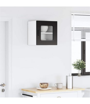 vidaXL Dishwasher Panel Kalmar Black 40 x 31 x 40 cm Engineered Wo — Model: 1x wall glass cabinet (1 door) 40 cm wide 40 cm high