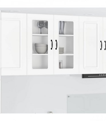 vidaXL Dishwasher Panel Kalmar White 80 x 31 x 80 cm Engineered W — Model: 1x wall glass cabinet (2 doors) 80 cm wide 80 cm high